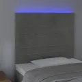 Tête de lit à LED Gris clair 100x5x118/128 cm Velours