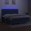 cadre de lit et matelas et LED Bleu 200x200 cm Tissu