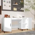 Bureau Blanc brillant 140x50x75 cm Bois d'ingénierie