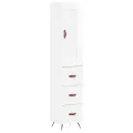 Buffet haut Blanc brillant 34,5x34x180 cm Bois d'ingénierie