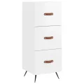Buffet haut Blanc brillant 34,5x34x180 cm Bois d'ingénierie