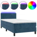cadre de lit et matelas et LED Bleu foncé 80x200cm