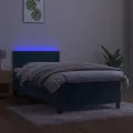 cadre de lit et matelas et LED Bleu foncé 80x200cm