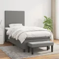 cadre de lit avec matelas Gris foncé 100x200cm Tissu