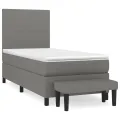 cadre de lit avec matelas Gris foncé 100x200cm Tissu