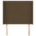 Tête de lit avec oreilles Marron foncé 83x16x118/128 cm Tissu