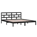Cadre de lit Noir Bois massif 135x190 cm Double