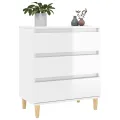 Buffet Blanc brillant 60x35x70 cm Bois d'ingénierie