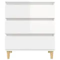 Buffet Blanc brillant 60x35x70 cm Bois d'ingénierie