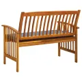 Banc de jardin avec coussin 119 cm Bois solide d'acacia