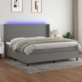 cadre de lit matelas LED Gris foncé 200x200 cm Tissu