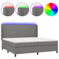 cadre de lit matelas LED Gris foncé 200x200 cm Tissu