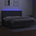 cadre de lit matelas LED Gris foncé 200x200 cm Tissu