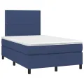 cadre de lit avec matelas Bleu 120x200 cm Tissu