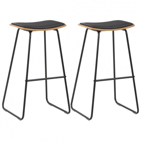 Tabourets de bar lot de 2 noir similicuir