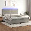 cadre de lit avec matelas LED Gris clair 200x200 cm