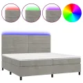 cadre de lit avec matelas LED Gris clair 200x200 cm