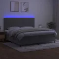 cadre de lit avec matelas LED Gris clair 200x200 cm