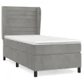 cadre de lit et matelas Gris clair 80x200 cm Velours