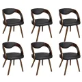 Chaises à manger lot de 6 marron similicuir