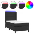 cadre de lit matelas LED Noir 100x200cm Similicuir