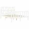 Cadre de lit avec tête de lit blanc petit double bois massif