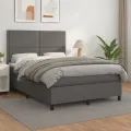 cadre de lit avec matelas Gris 140x190 cm Similicuir