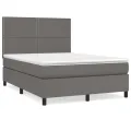 cadre de lit avec matelas Gris 140x190 cm Similicuir