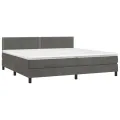 cadre de lit et matelas Gris foncé 200x200cm Velours