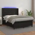 cadre de lit matelas LED Noir 140x200cm Similicuir
