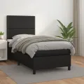 cadre de lit avec matelas Noir 90x190 cm Similicuir