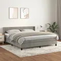 cadre de lit et matelas Gris clair 160x200cm Velours