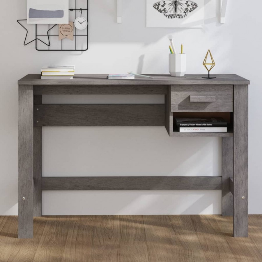 Bureau HAMAR Gris clair 110x40x75 cm Bois massif de pin