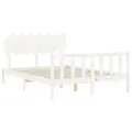 Cadre de lit avec tête de lit blanc 140x190 cm bois massif