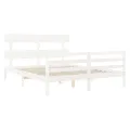 Cadre de lit avec tête de lit blanc 160x200 cm bois massif