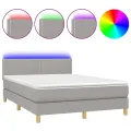 cadre de lit et matelas et LED Gris clair 140x200 cm