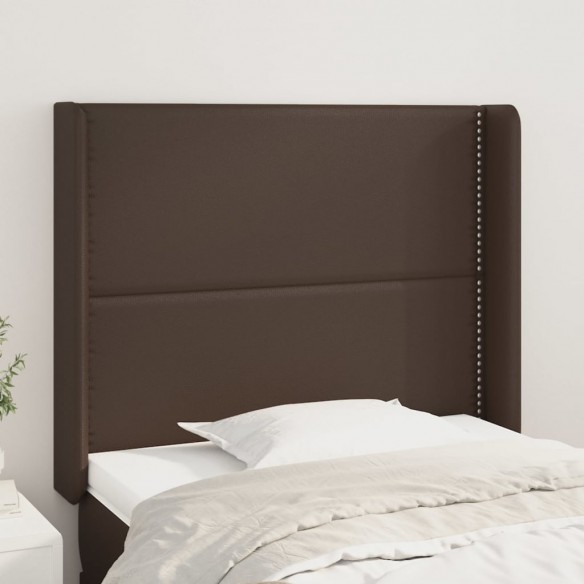 Tête de lit avec oreilles Marron 103x16x118/128 cm Similicuir