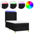 cadre de lit matelas et LED Noir 100x200 cm Tissu