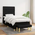 cadre de lit avec matelas Noir 100x200 cm Tissu