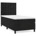 cadre de lit avec matelas Noir 100x200 cm Velours