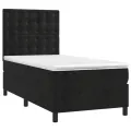 cadre de lit avec matelas Noir 100x200 cm Velours
