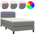 cadre de lit et matelas et LED Gris foncé 100x200 cm