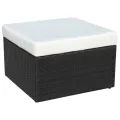 Chaise de jardin avec tabouret Noir Résine tressée