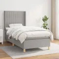 cadre de lit avec matelas Gris clair 90x200 cm Tissu