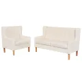 Ensemble de canapés 2 pcs tissu blanc crème