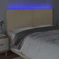 Tête de lit à LED Crème 180x5x118/128 cm Tissu