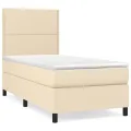 cadre de lit avec matelas Crème 90x200 cm Tissu