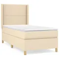 cadre de lit avec matelas Crème 90x200 cm Tissu