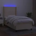 cadre de lit matelas LED Crème 90x200 cm Tissu