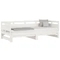 Lit coulissant Blanc Bois de pin massif 2x(90x200) cm
